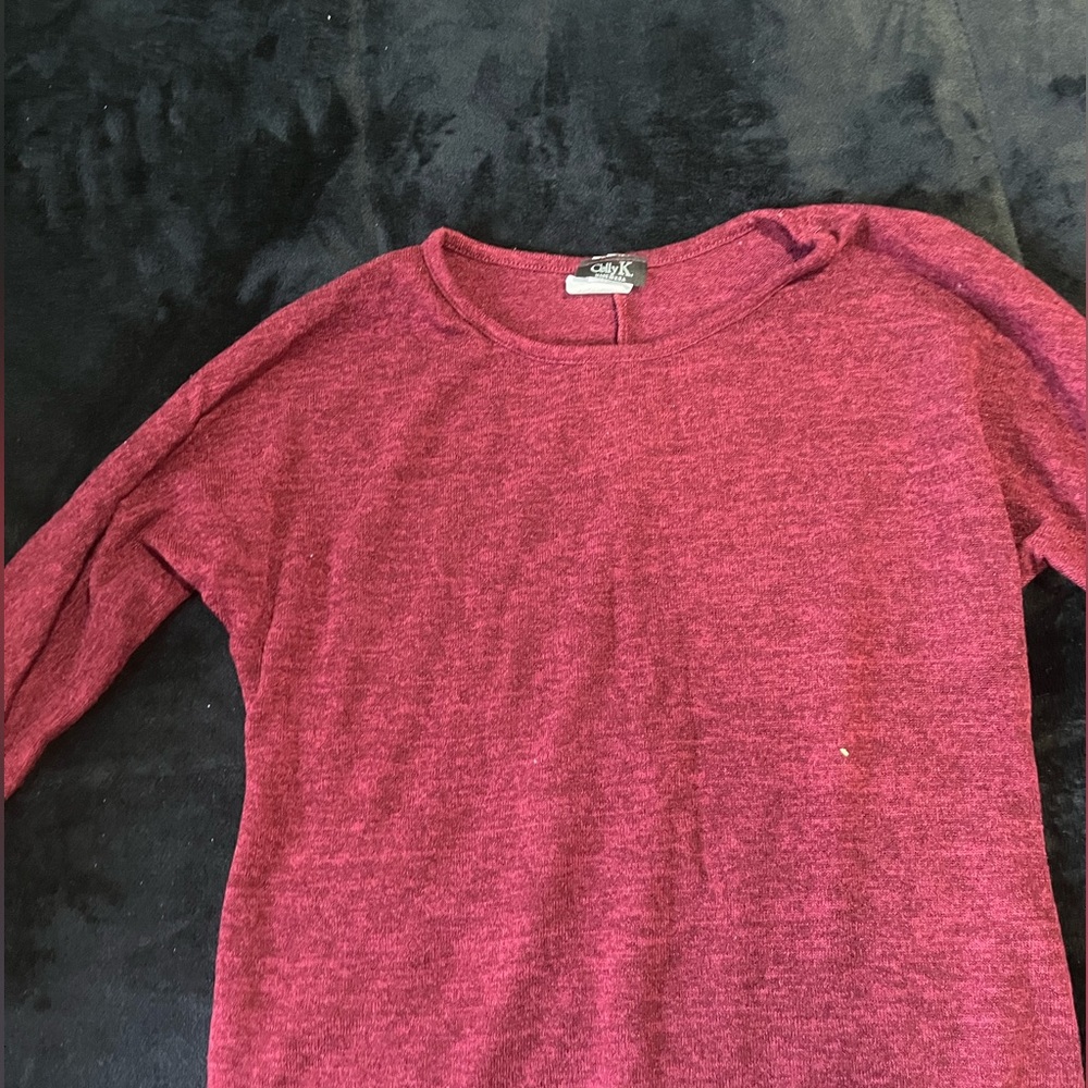 Red long sleeve fuzzy shirt